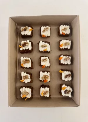 Carrot Cake Bites Platter Marbella - Carlotta, cream cheese frosting and walnut