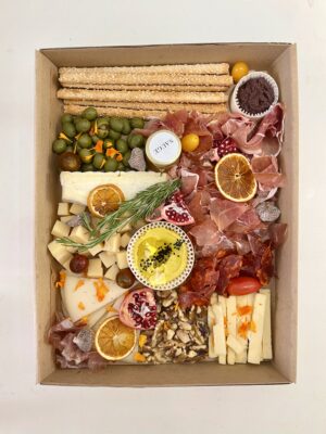 Iberic Charcuterie and Cheese Mix by Sauge Marbella — jamón serrano, chorizo, Brie and Manchego grazing box